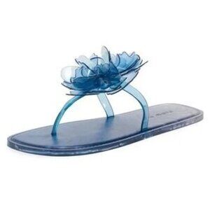 FARM Rio Blue Flower Jelly Flat Sandals Women’s Size 10 / 11 Slip On NIB Brazil